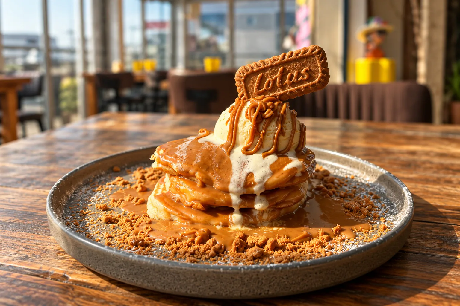 Pancakes mit Creme und Lotus-Keks
